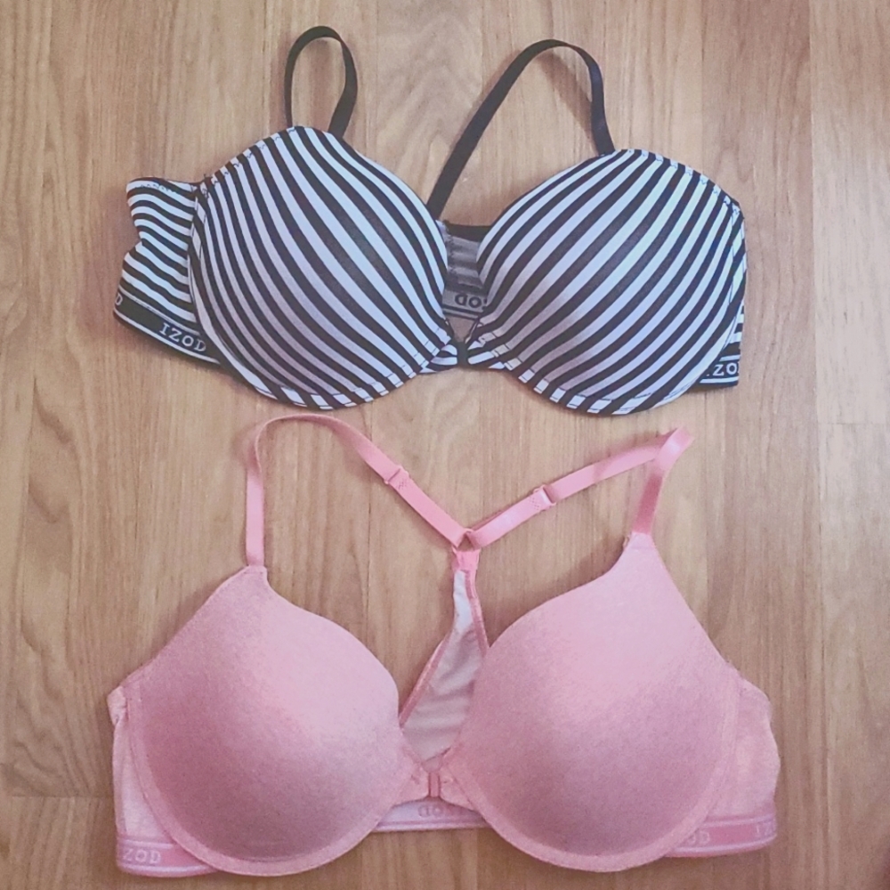 IZOD 38Cfront clasp razorback push up bra-2 pack